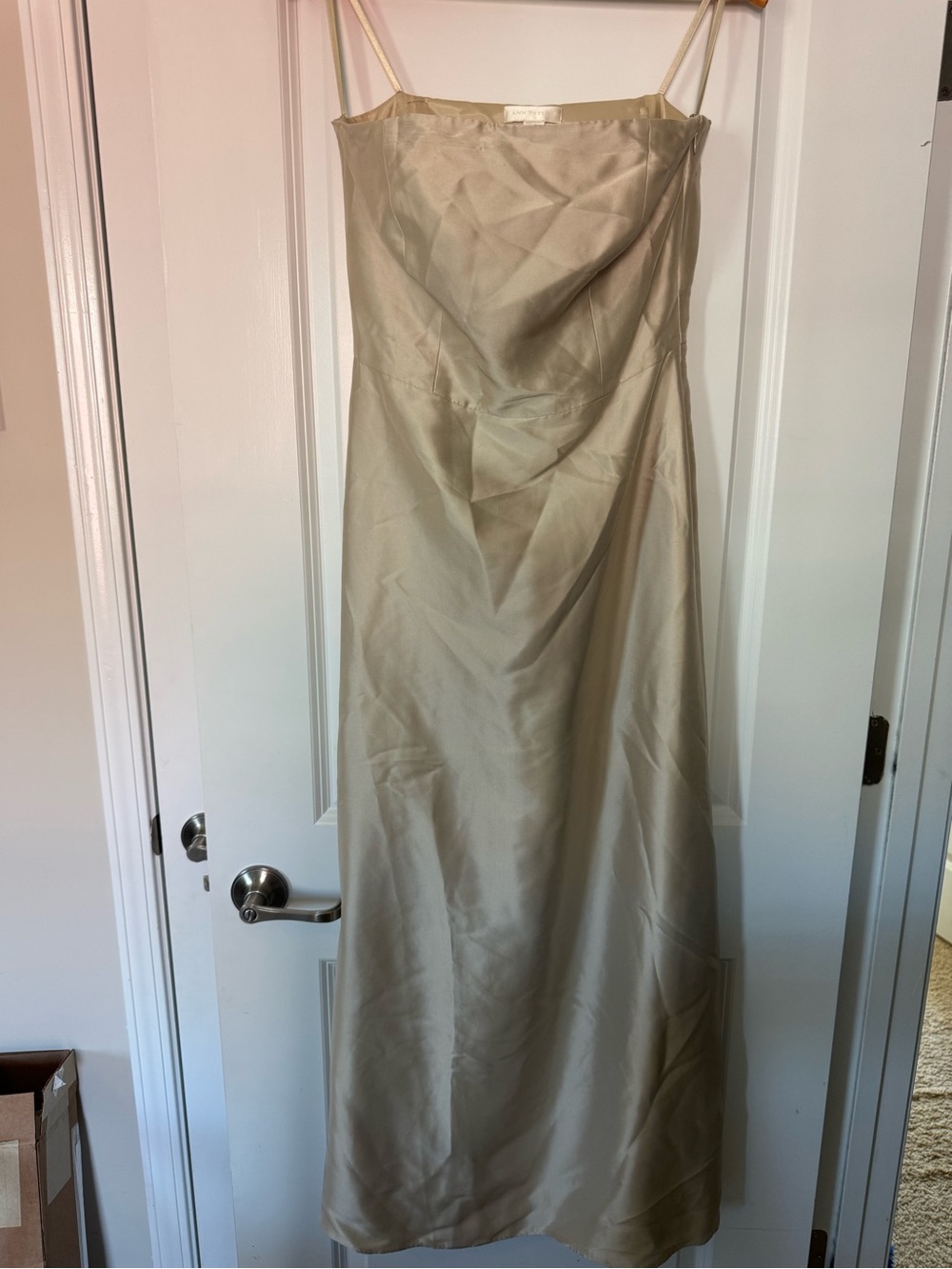 Vintage Ann Taylor Champaign Silk Formal Gown Strapless size 6 Maxi Wedding Gown